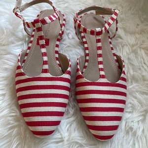 Ellory by Charter Club Red stripe sandals- New never worn SZ 7.5 -